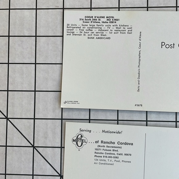 Lot (6) vintage postcards, motels PNW, Motel 6, All-View, Flagstone Motel - Picture 8 of 9